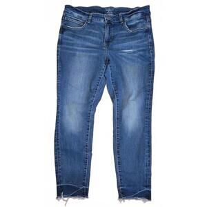 Maurices Everflex Mid-Rise Faded Raw Hem Skinny Jeans 14W